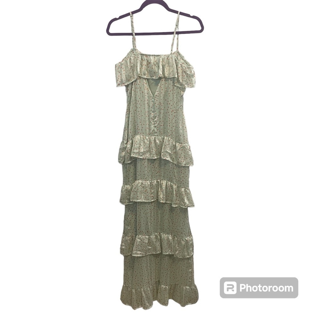 Nasty Gal Polka Dot Ruffle Maxi Dress NWT